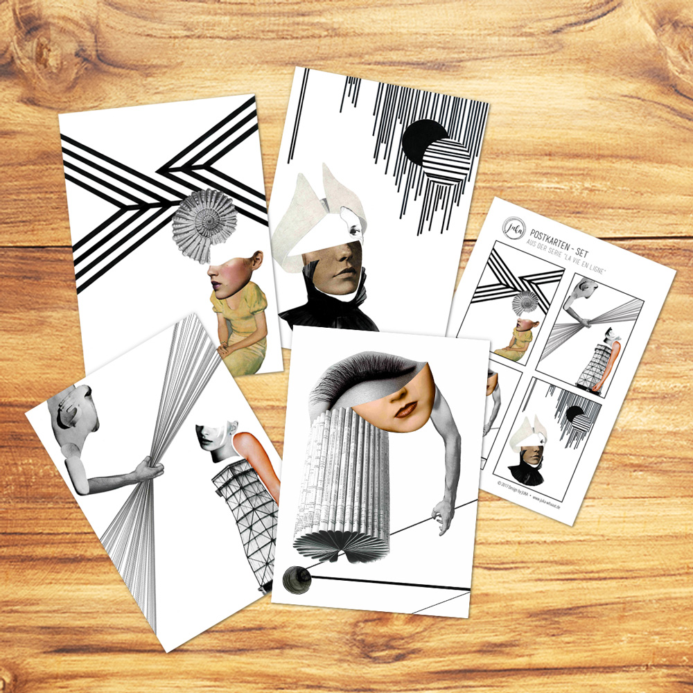 JUKA-Paperlove-Postkarte-Grußkarte-Postcard-La-vie-en-ligne-Set#2